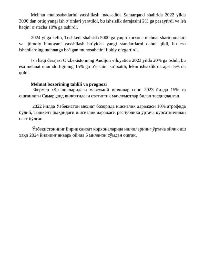 Mehnat munosabatlari va mehnat resurslaridan foydalanish ko’rsatkichlari 4