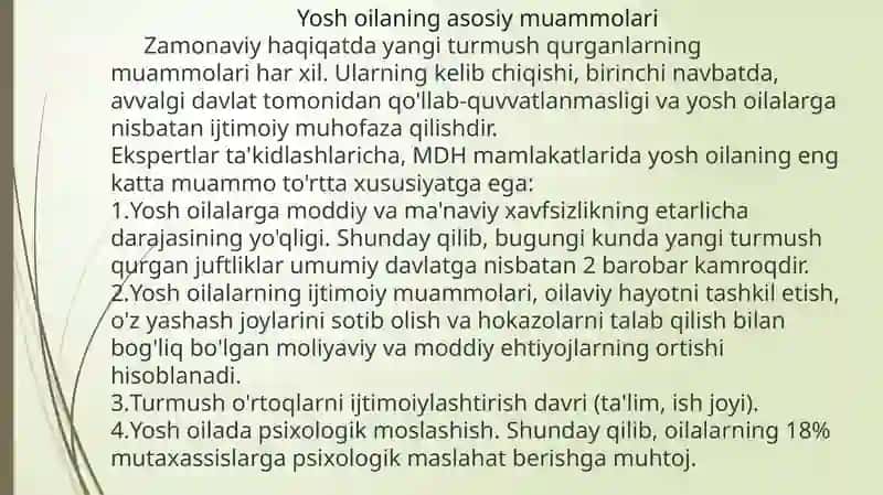 Yoshoilalarning muammolari 4