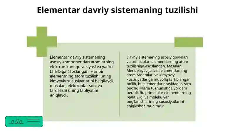 Elementar davriy sistemasining atom tuzilishi nazariyalari bilan bogʻliqligi 4