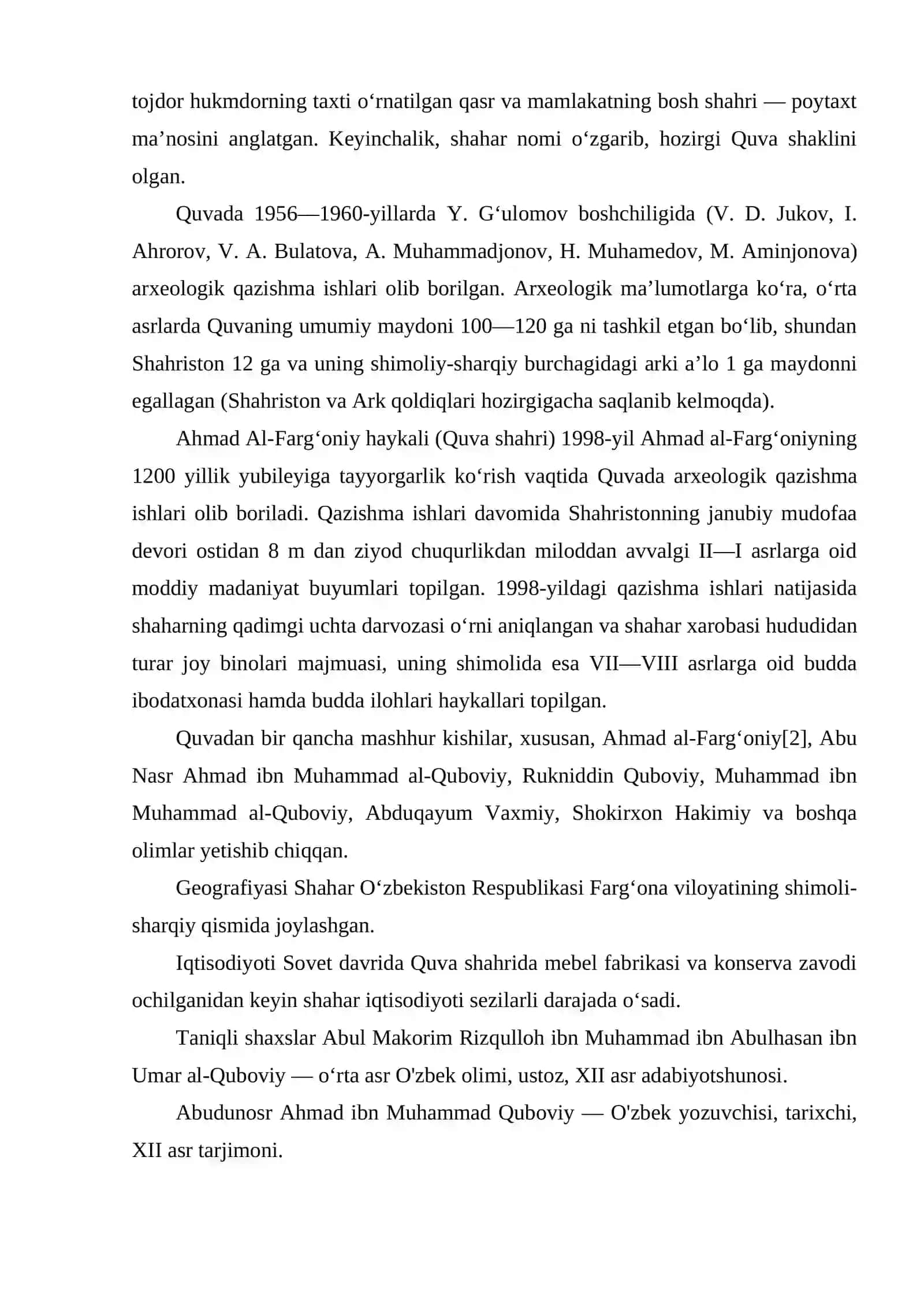 QUVA SHAHRISTONIDA OLIB BORILGAN ARXEOLOGIK TADQIQOTLAR 4