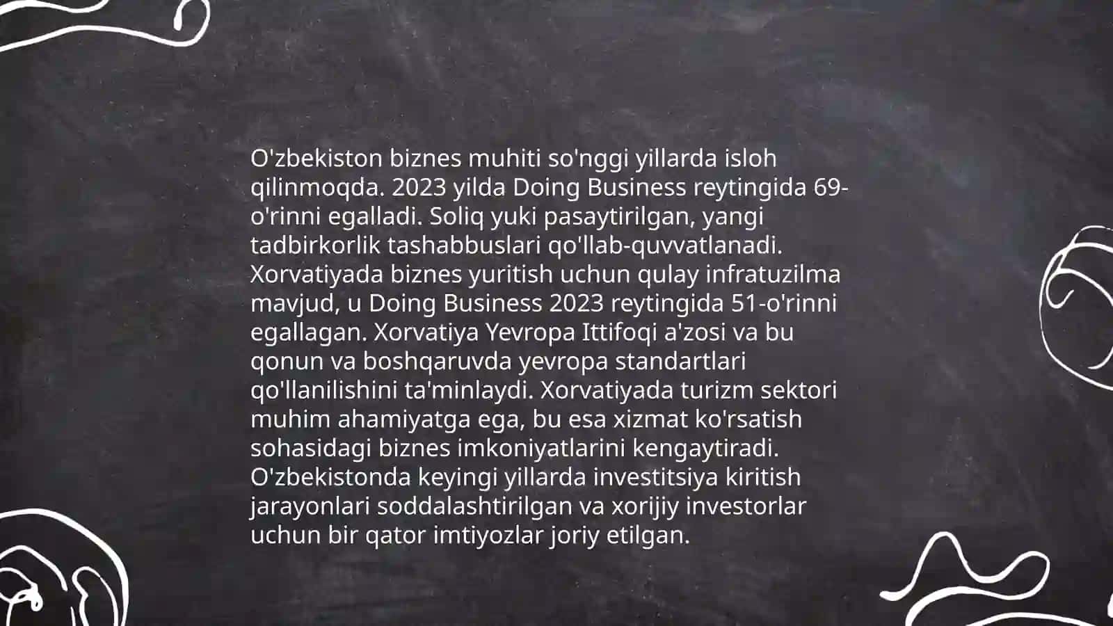 Mamlakatlar investitsion iqlimiy tahlili Xorvatiya va O‘zbekiston 4
