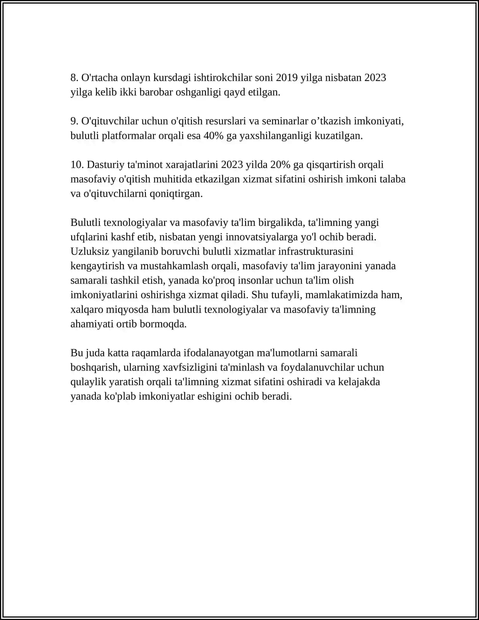BULUTLI TEXNOLOGIYALARNING TA'LIMIDAGI AHAMYATI 4