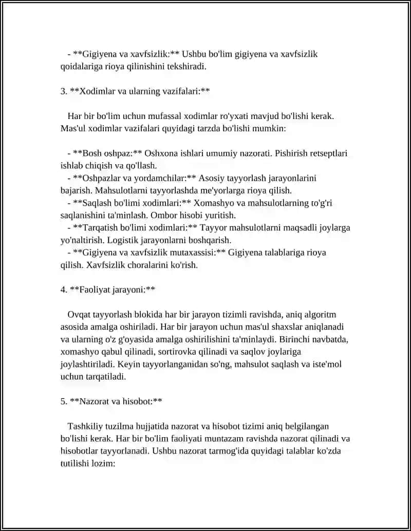 OVQAT TAYYORLASH BLOKI XUJJATLARI 4
