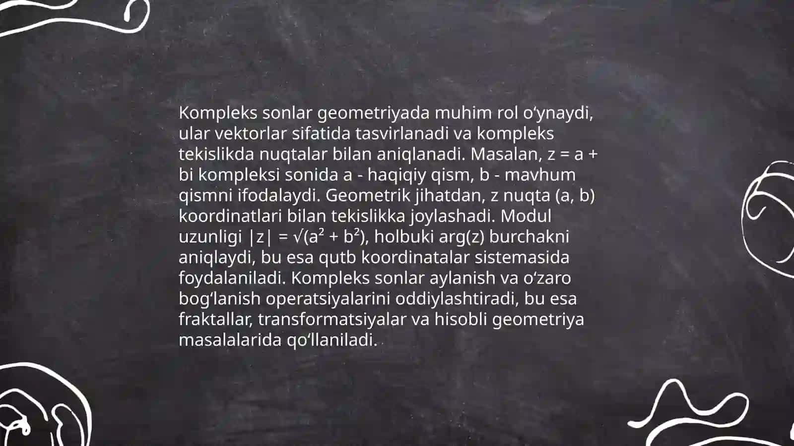 Kompleks sonlarning texnikaga tatbiqlarini o'rgatish 4