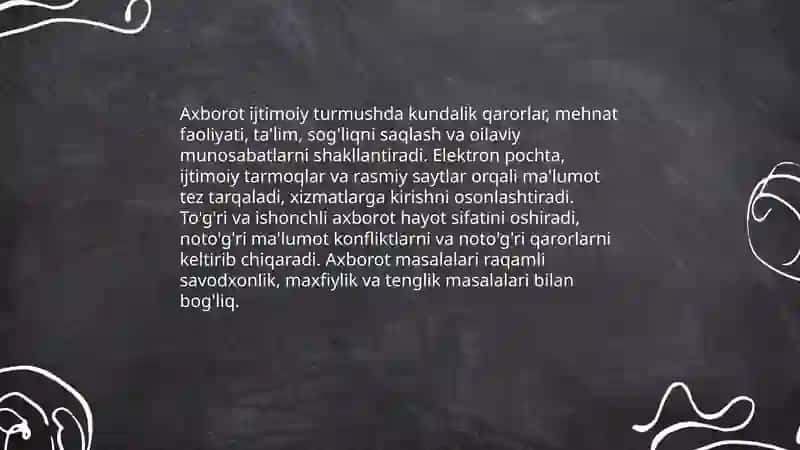 Axborot turlari: Ijtimoiy va madaniy turmush 4
