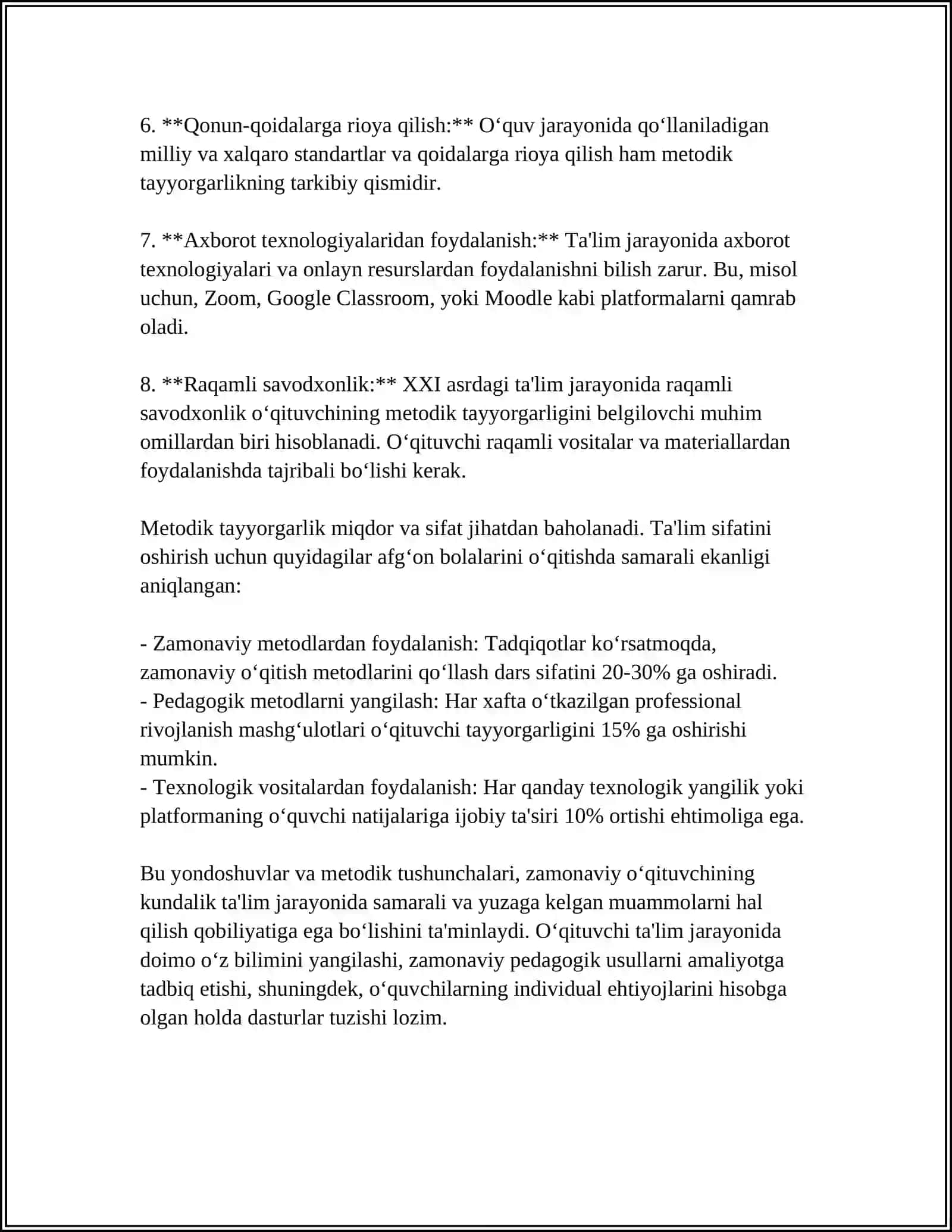 MAVZU OʻQITUVCHINING USLUBIY KOMPOTENSIYASI 4