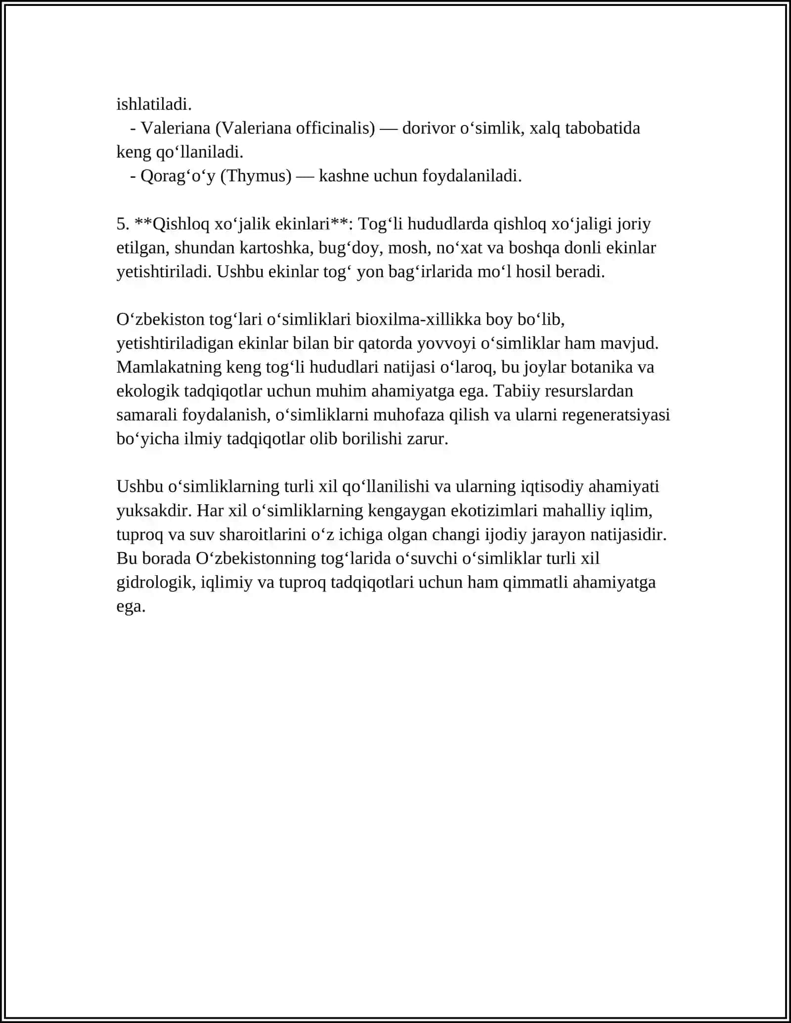 O‘ZBEKISTONNING TOG‘, CHO‘L, DASHTLARIDA O‘SADIGAN O‘SIMLIKLARI O‘SIMLIKLARNING MINTAQALAR BO‘YICHA TAQSIMLANISHI 4