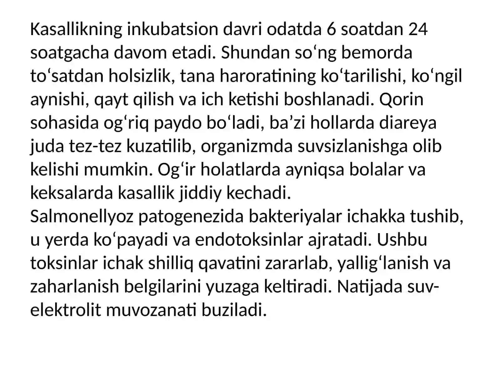 Oziq-ovqatdan zaharlanish yuqumli kasalliklari va ovqatdan zaharlanishlar. Salmonellyoz, botulizm, protey, stafilokokk va boshqa zaxarlanishlar, laboratoriya tashhisi 4