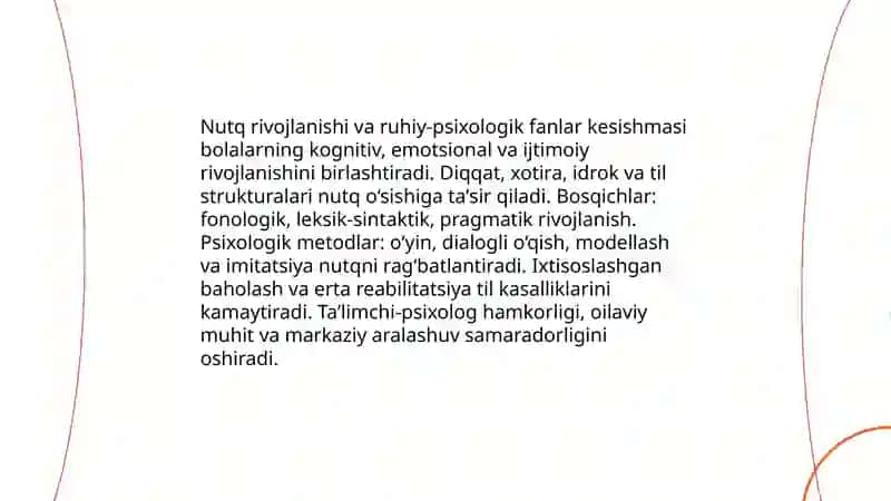 Bolalarni nutqini o’stirish fanining fanlar kesimida tutgan o’rni 4