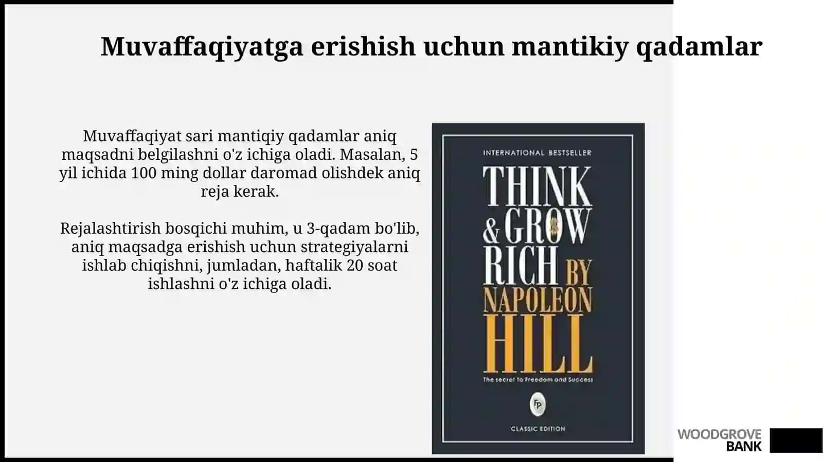 Think and grow rich kitobi bóyicha mazmuni va mantiqi slayd 4