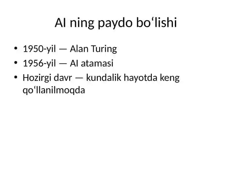 Sun’iy intellekt (AI) va uning hayotimizdagi o‘rni 4