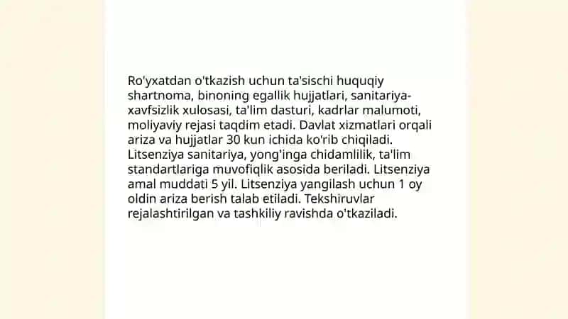 Umumiy turdagi davlat va nodavlat maktabgacha ta’lim tashkilotlarini tashkil etish 4