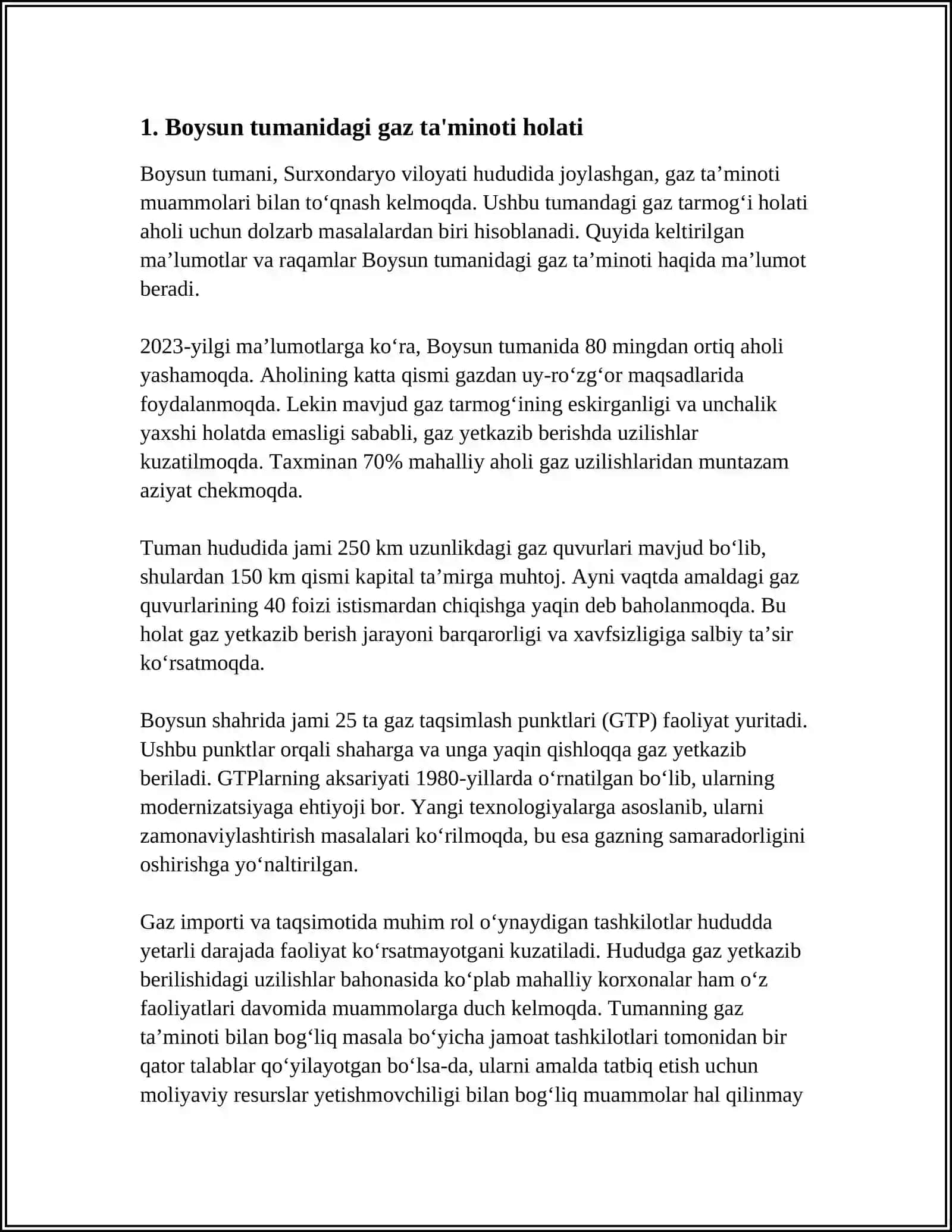 SURXONDARYO VILOYATI BOYSUN TUMANIDAGI GAZ 4
