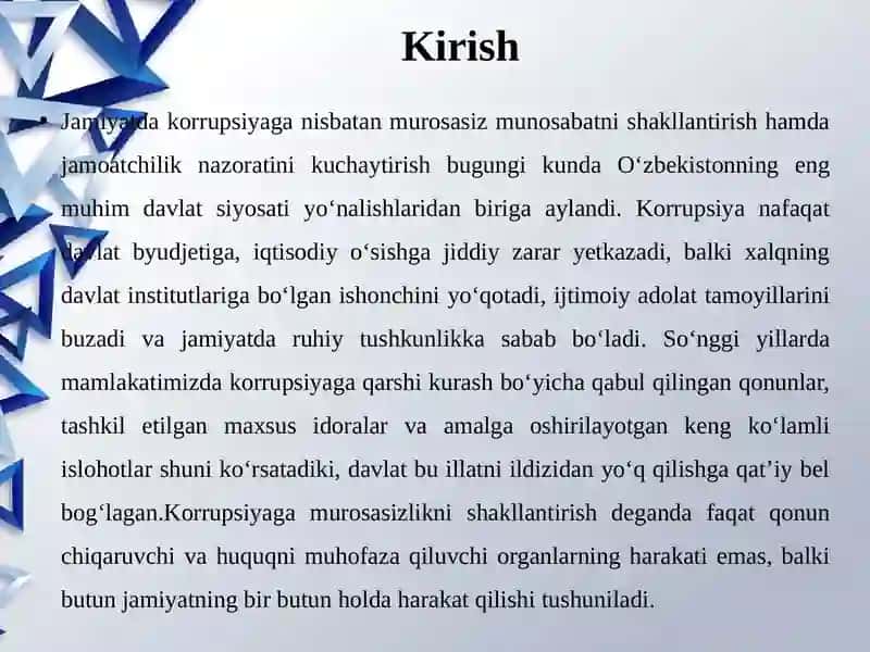 Jamiyatda korrupsiyaga nisbatan murosasiz munosabatni shakllantirish 4