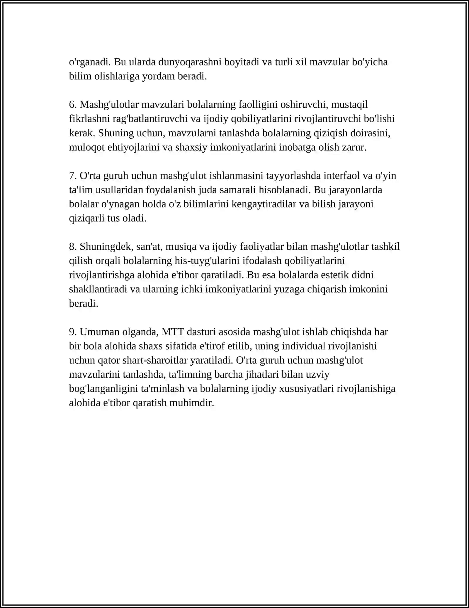 MTT DASTURI ASOSIDA MASHG'ULOT ISHLANMASINI TAYORLASH (O'RTA GURUX) 4