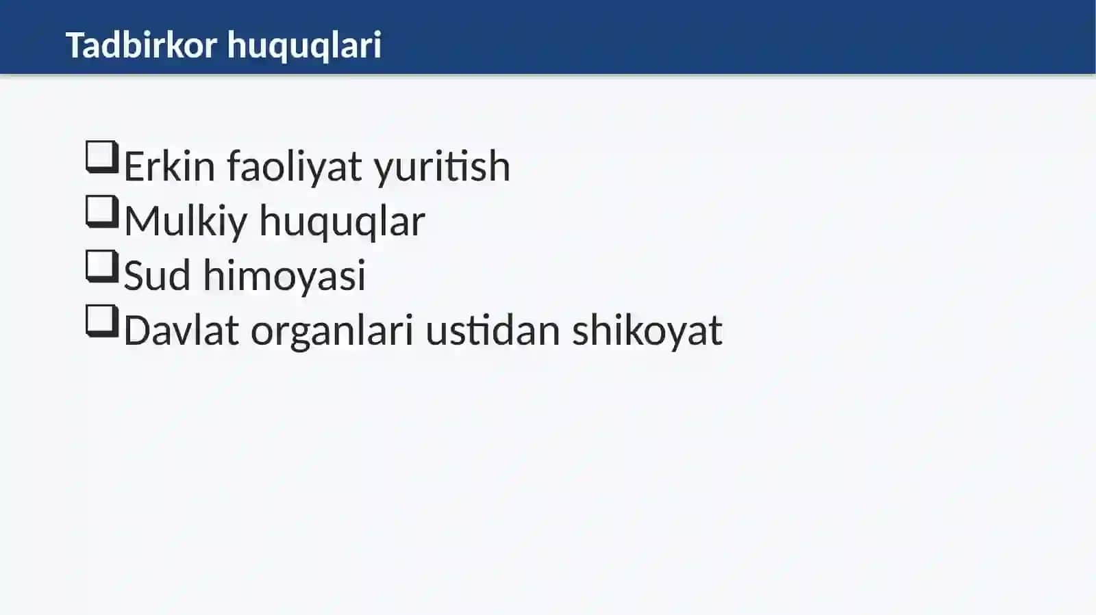 O‘ZBEKISTONDA TADBIRKORLIKNING HUQUQIY VA SHARTNOMAVIY ASOSLARI 4