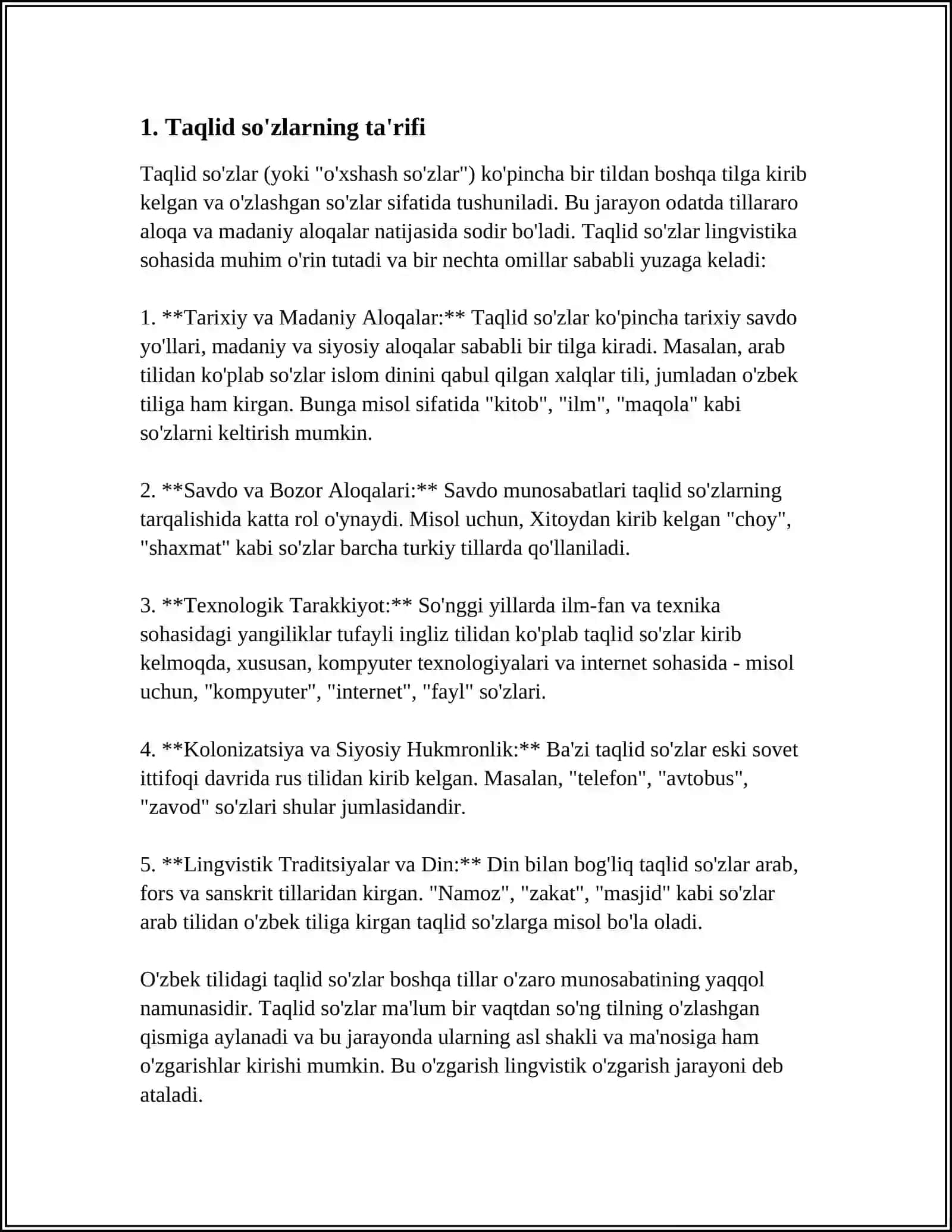 TAQLID SO'ZLAR VA OLMOSH HAQIDAGI NAZARIY QARASHLAR TAHLILI 4