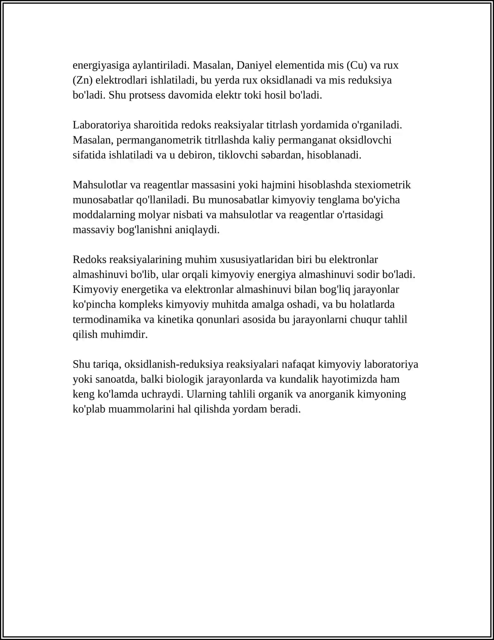 OKSIDLANISH VA QAYTARILISH REAKSIYALARI 4
