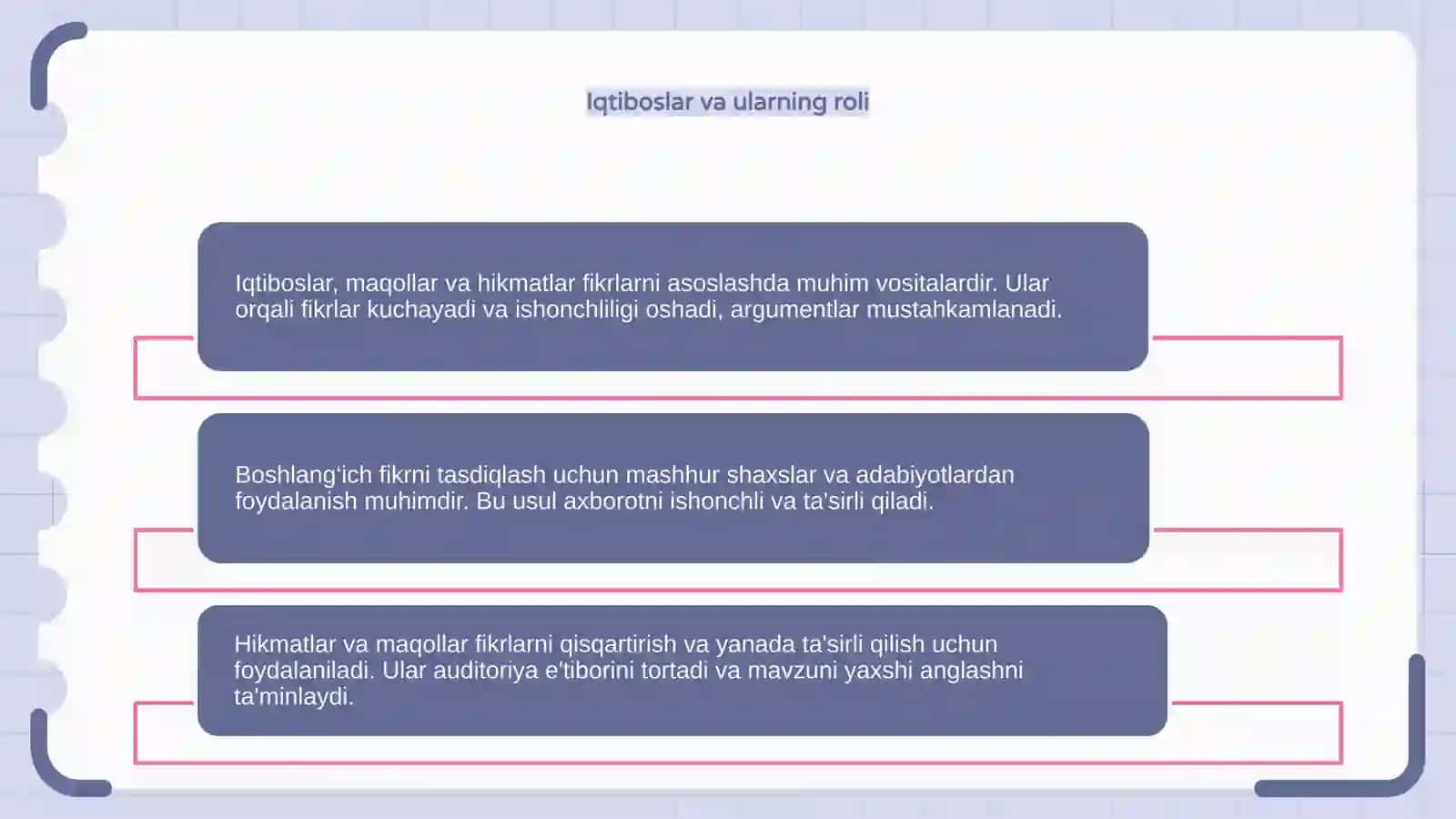 Fikrni asoslashda iqtibos (sitata), maqol va hikmatlardan foydalanish 4