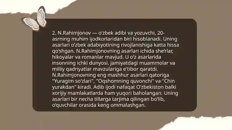 N.Rahimjonovning,,Badiiyat-bosh mezon"kitobini o'qib o'rganish 4