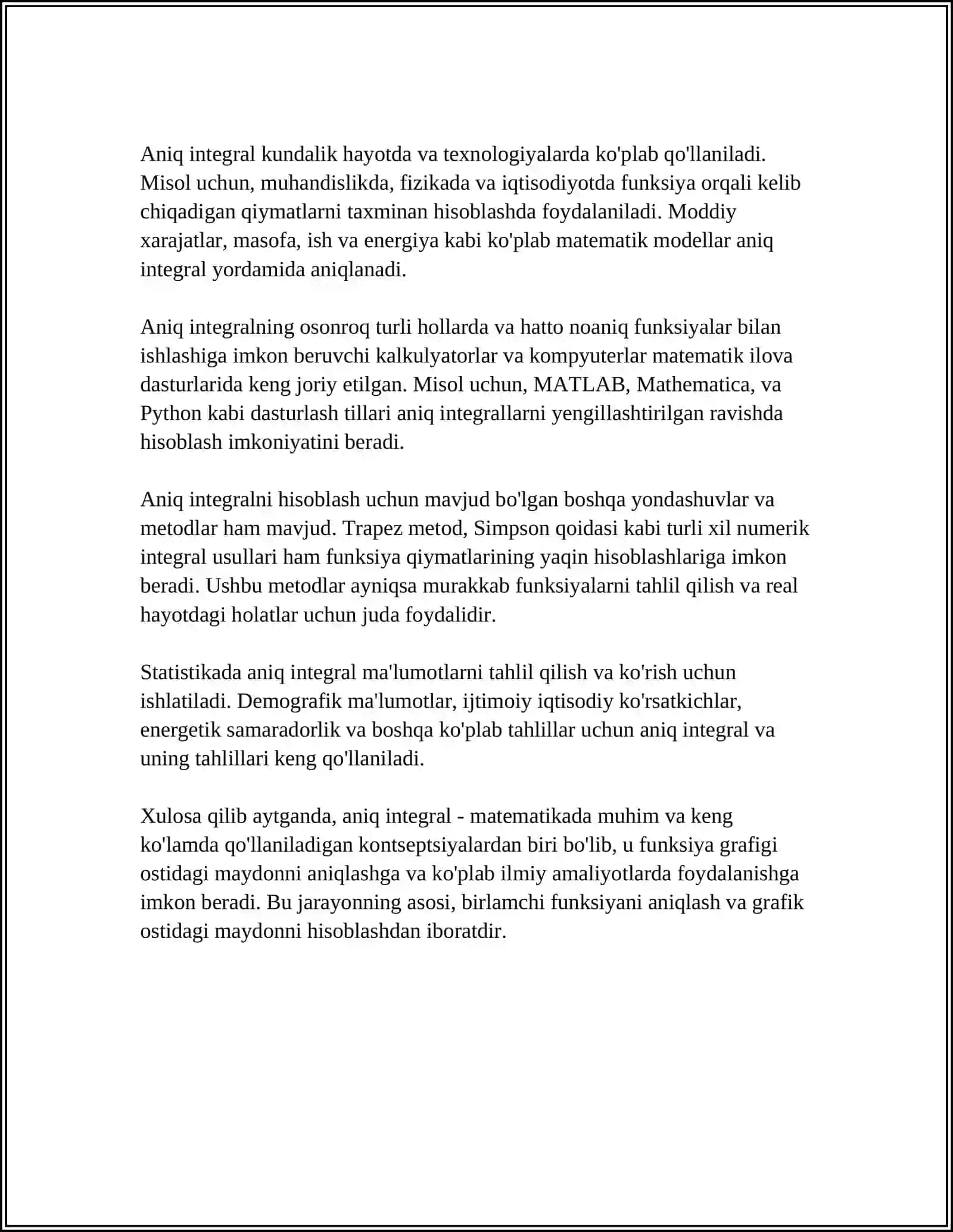 ANIQ INTEGRALNI TAQRIBIY HISOBLASH FORMULALARI 4