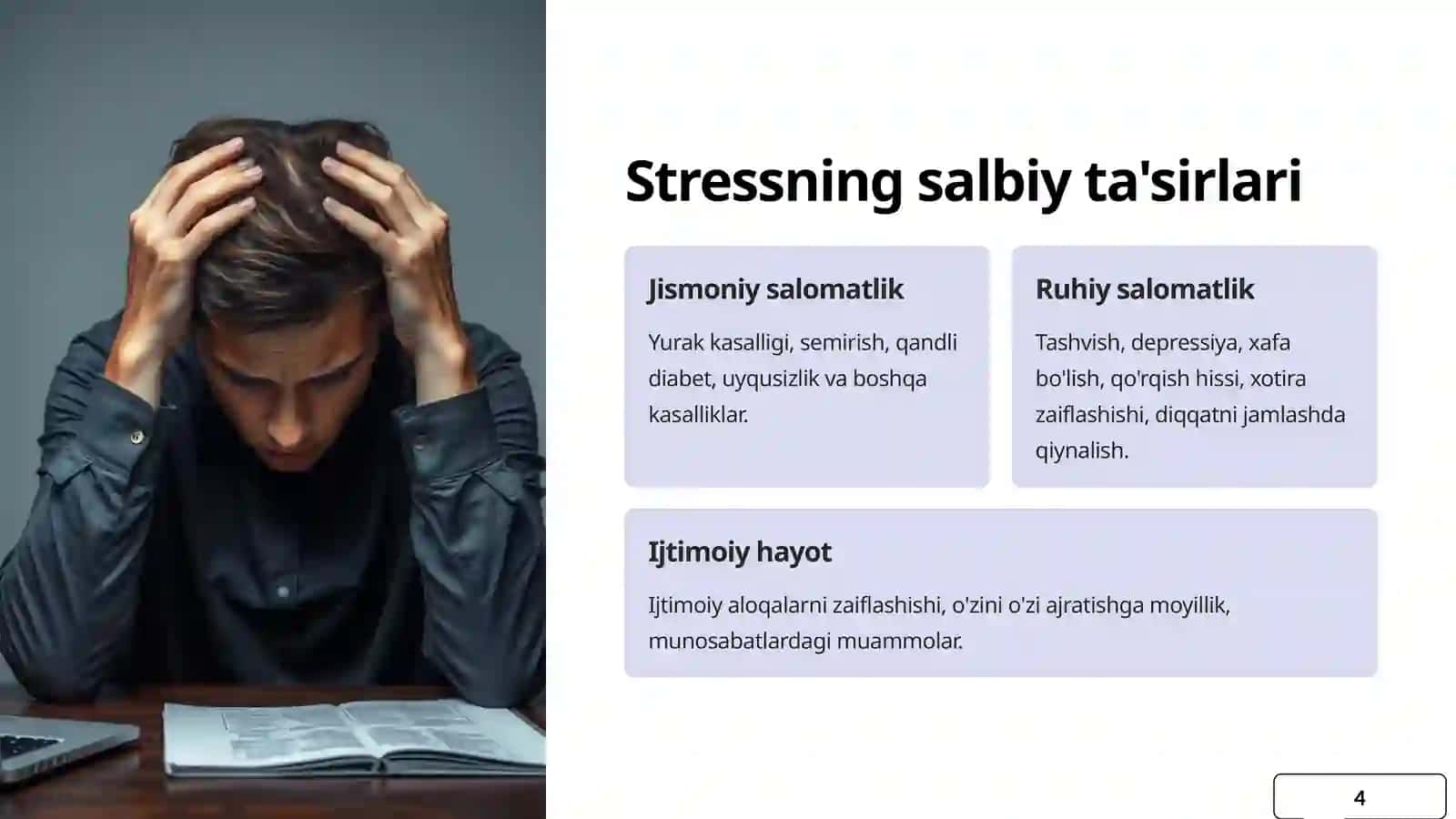 Psixologik stress: Sabablari va uni boshqarish 4