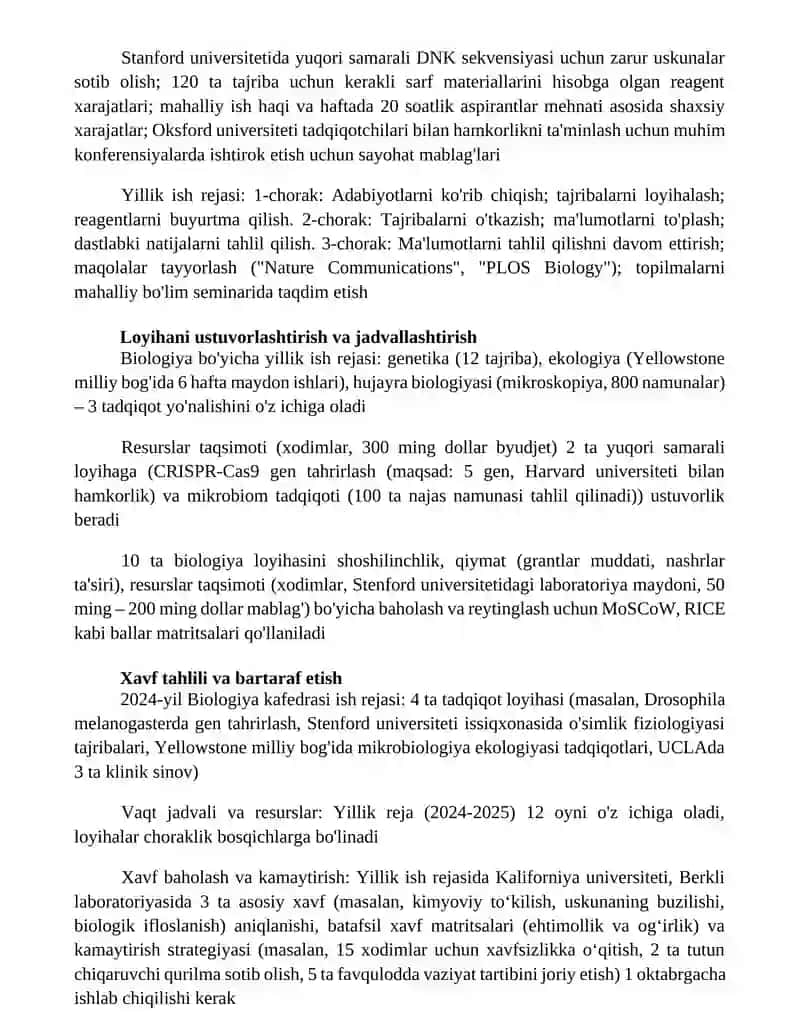 Biologiya fanlari bo'yicha yillik ish rejasini tuzish 4