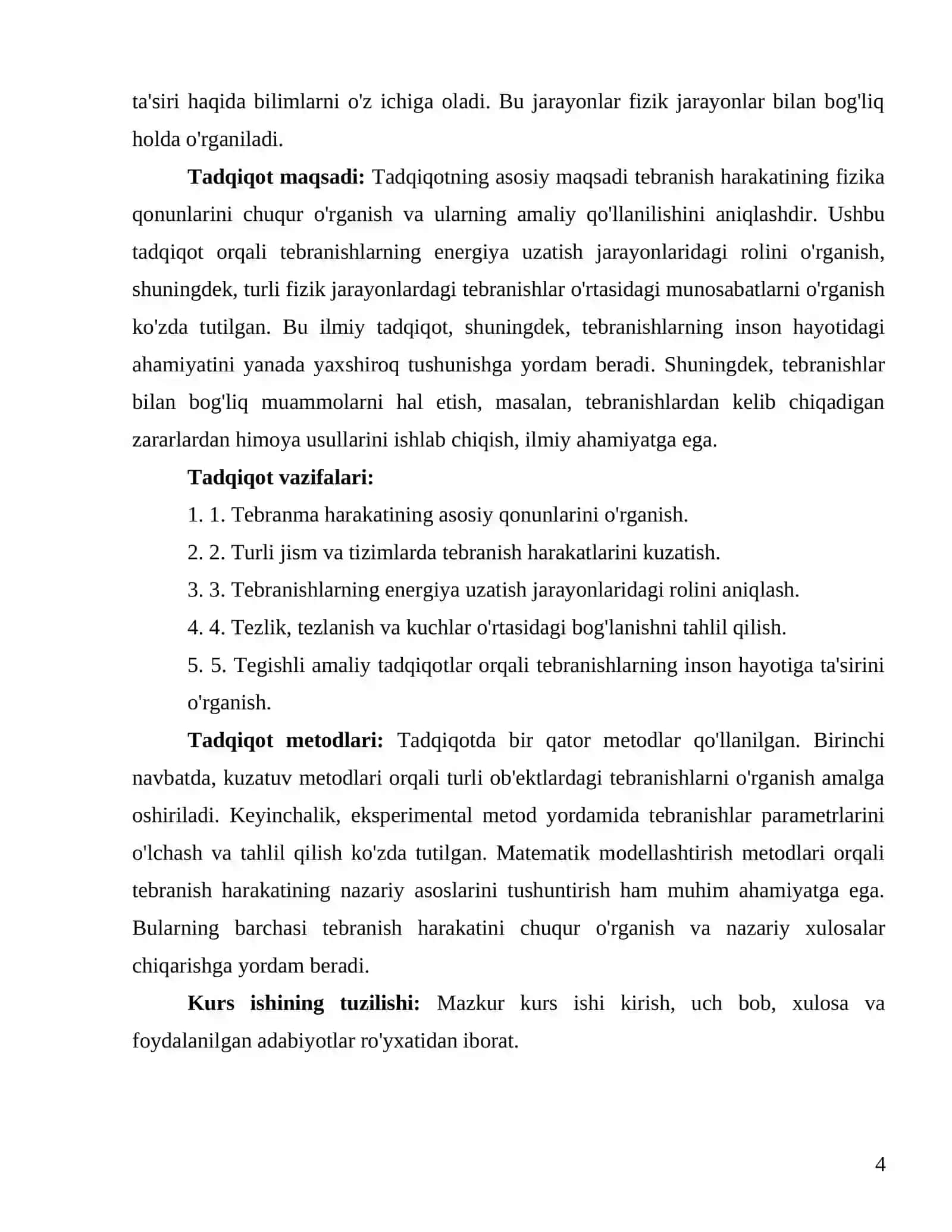 "Tebranma harakat" 4
