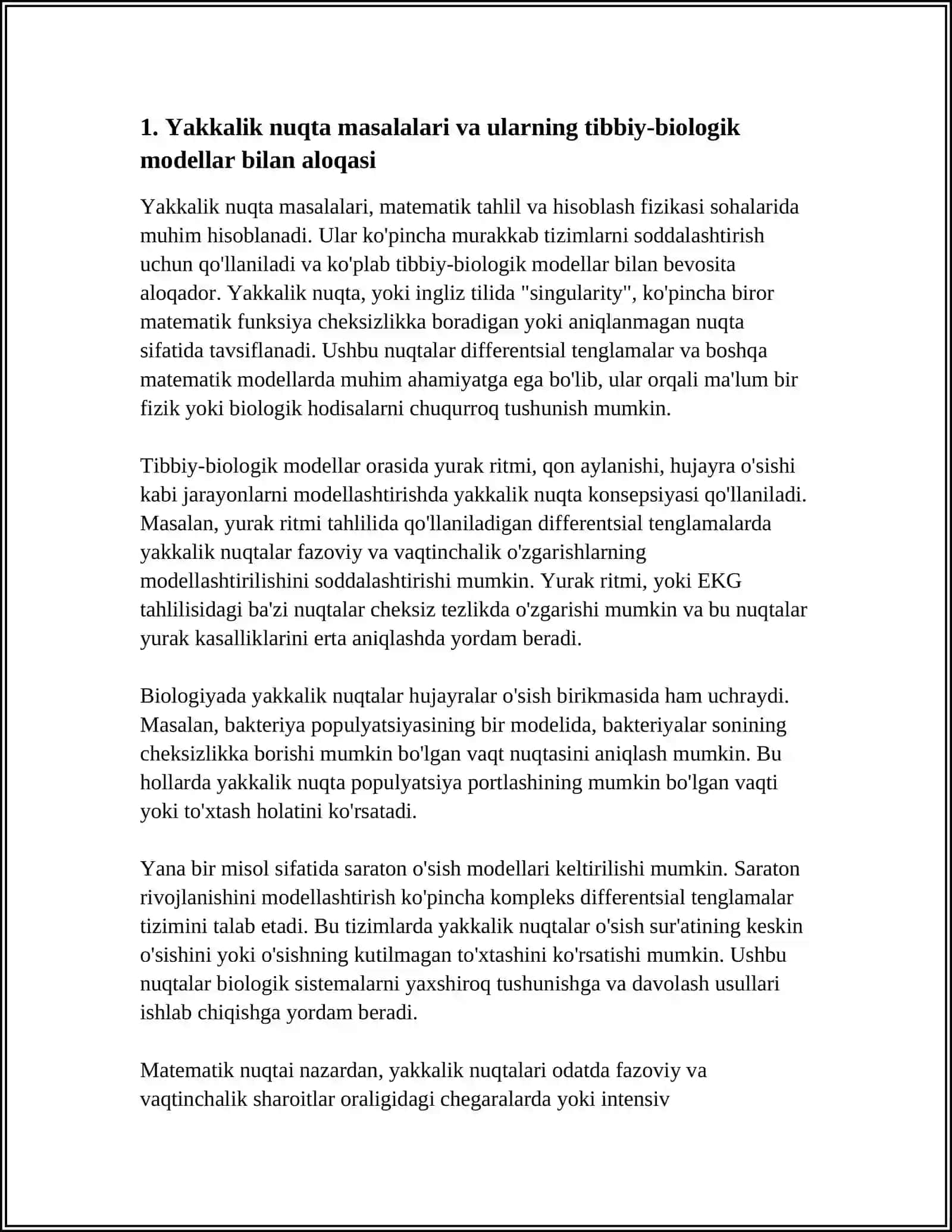TIBBIY-BIOLOGIK MAZMUNDAGI DIFFERENSIAL TENGLAMALARNI TUZISH VA YECHISH 4