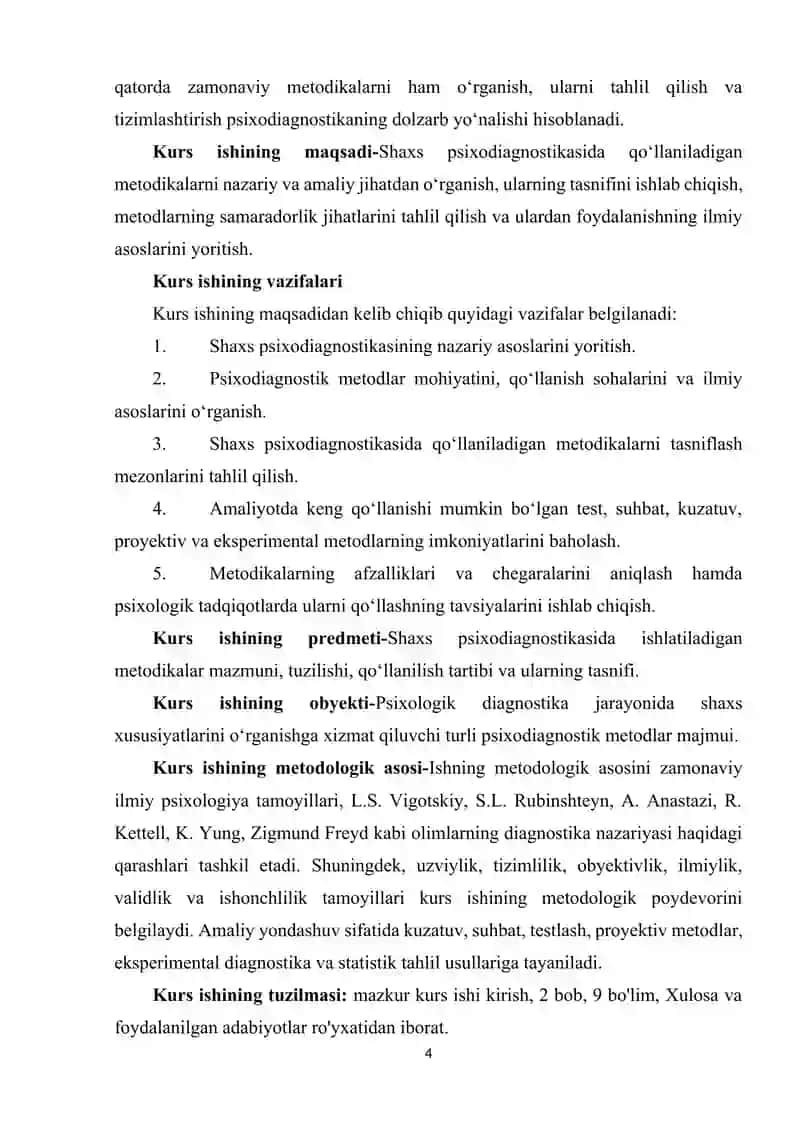 Shaxs psixodiagnostikasida qo’llaniladigan metodikalar tasnifi. 4