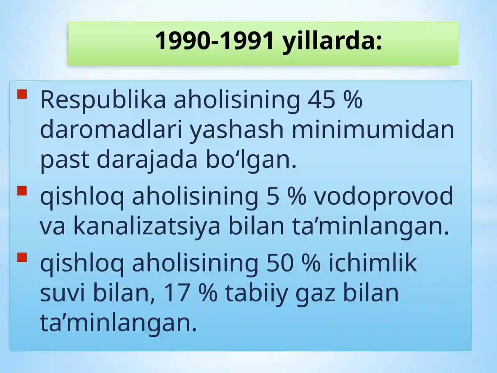 7-MAVZU: O‘ZBEKISTON RESPUBLIKASIDA IJTIMOIY SOHADAGI ISLOHOTLAR 4