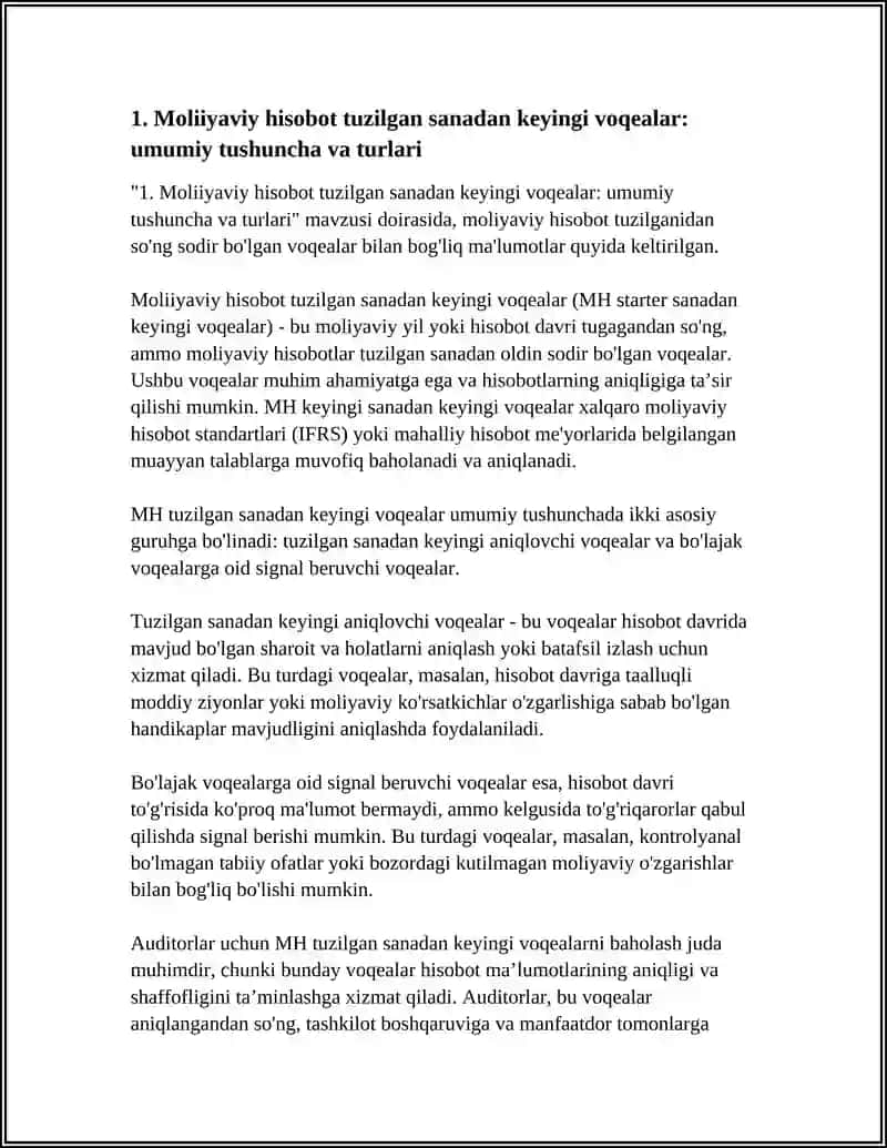Moliiyaviy hisobot tuzilgan sanadan keyingi voqealar: umumiy tushuncha va turlari 4
