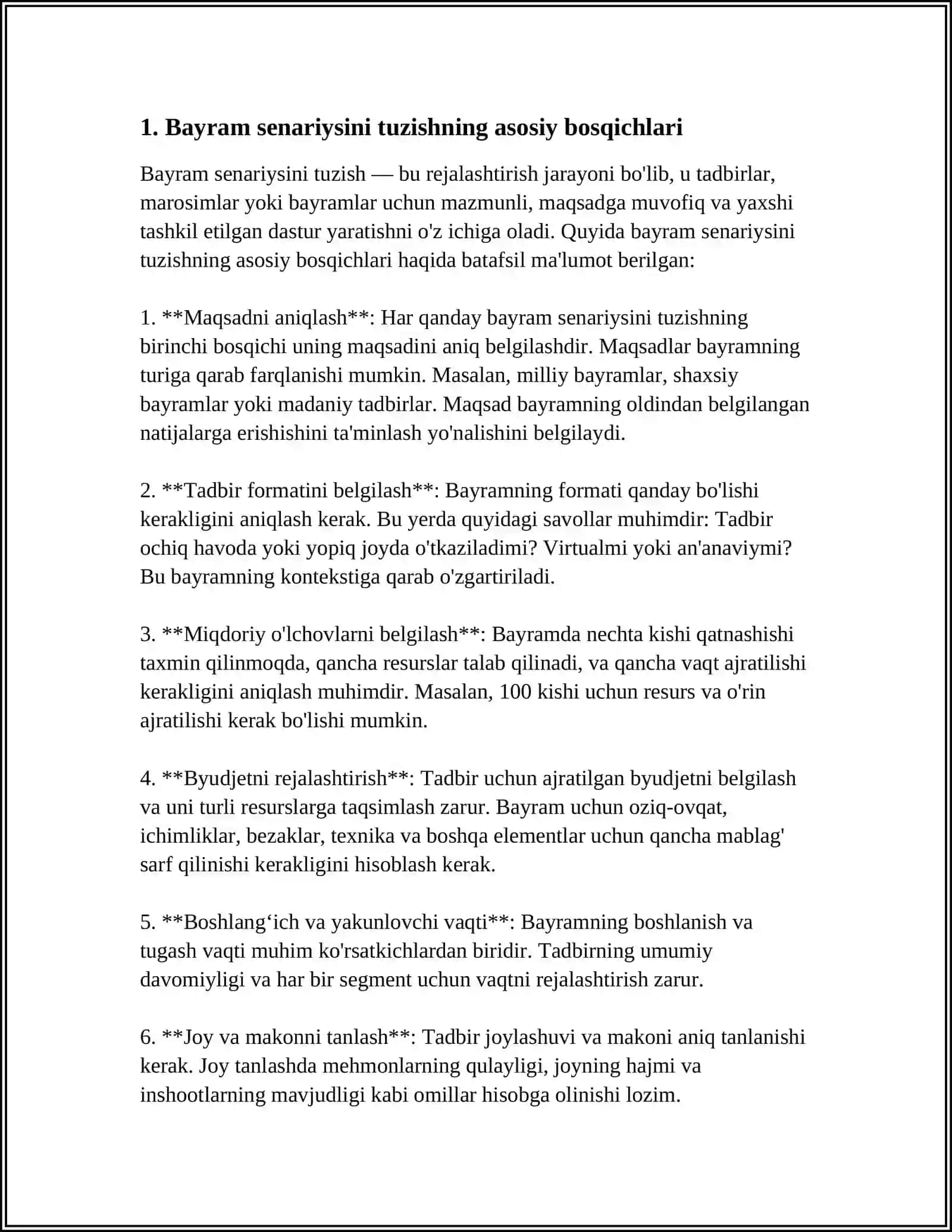 SSENNARIYLAR TAYYORLASH USULLARI:BAYRAM SSENARIYLARINI TAYYORLASH 4