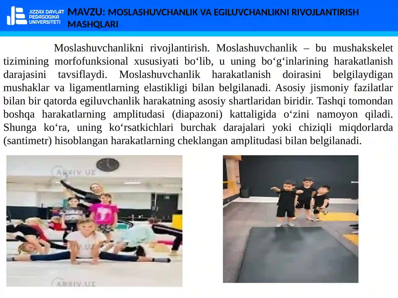 MOSLASHUVCHANLIK VA EGILUVCHANLIKNI RIVOJLANTIRISH MASHQLARI 4