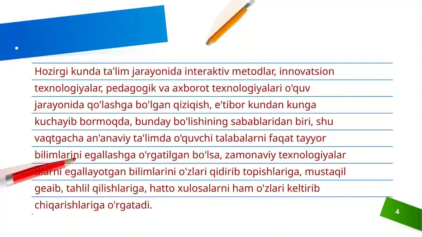Ona tili va o’qish savodxonligi darslarida qo’llaniladigan metodlar 4