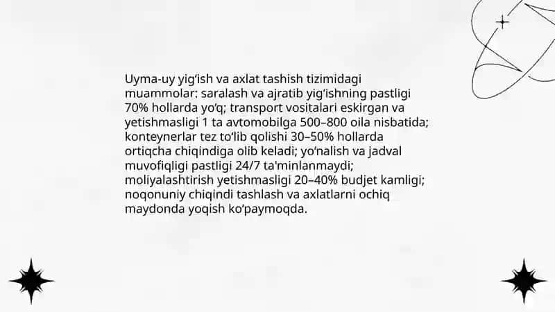 Qattiq maishiy chiqindilar ularni qayta ishlash va komish muammolari 4