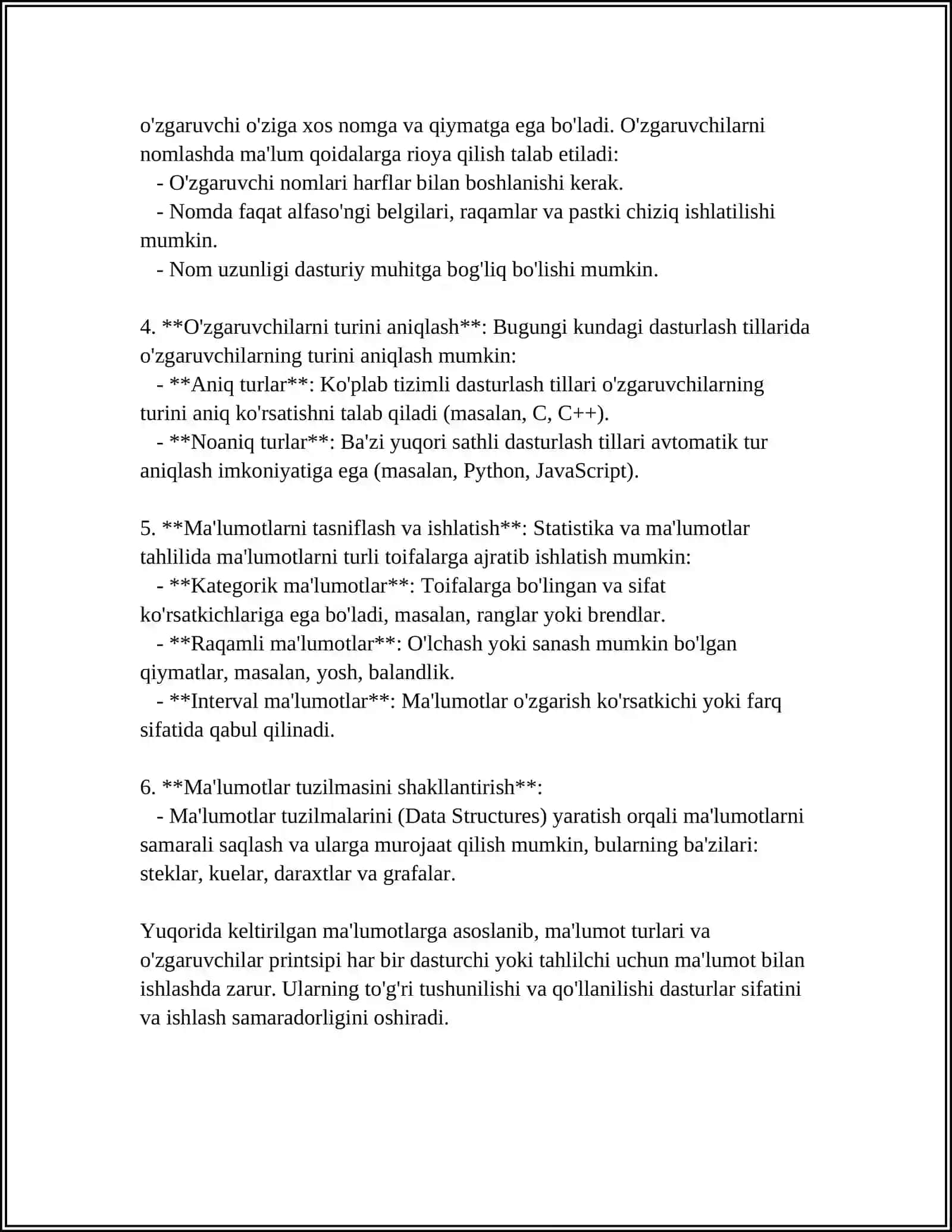 C++ DASTURLASH BOʻYIGA ALGARITIM TUSHUNCHA 4