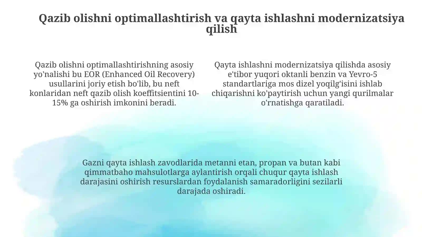 Oʻzbekistonneftvagazsanoatikorxonalaridaishlabchiqarishnirivojlantirishyoʻnalishlari 4