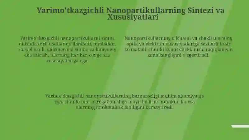 Fotokataliz va Nanopartikullarda Hajm Effektining Asosiy Tushunchalari 4