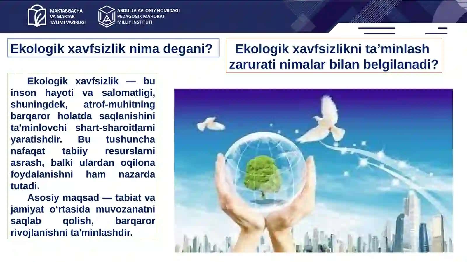 Ekologik xavfsizlik va uni ta'minlash yo‘nalishlari 4