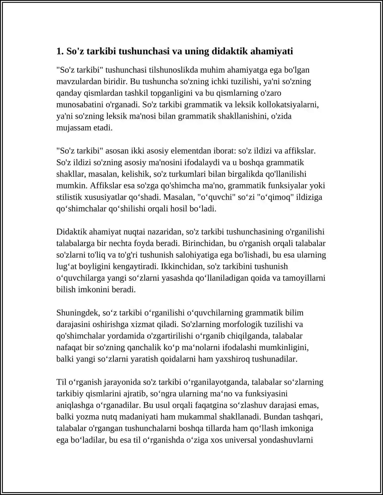 SO‘Z TARKIBINI PEDAGOGIK TEXNOLOGIYALARNI O‘RGANISHDA QO‘LLASH 4