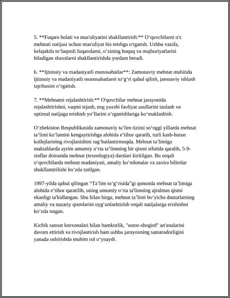 REFERAT Mavzu: MEHNAT TA‘LIMINING SHAKL VA METODLARI 4