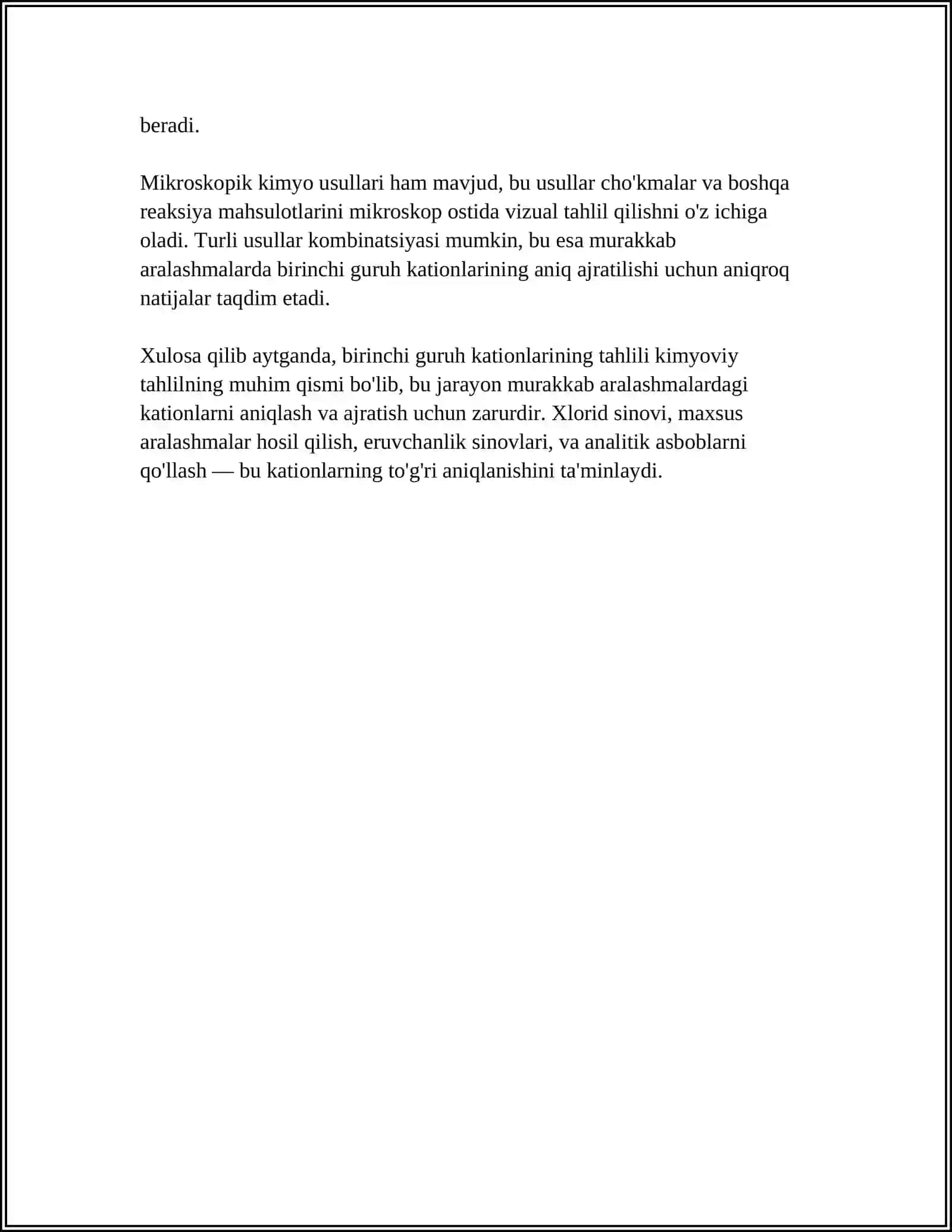 BIRINCHI, IKKINCHI VA UCHINCHI GURUH KATIONLARI ARALASHMASINING ANALIZI 4