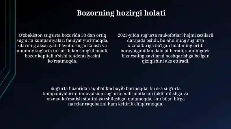 O'zbekiston Respublikasida sug'urta bozorining shaklanishi va rivojlanishi 4