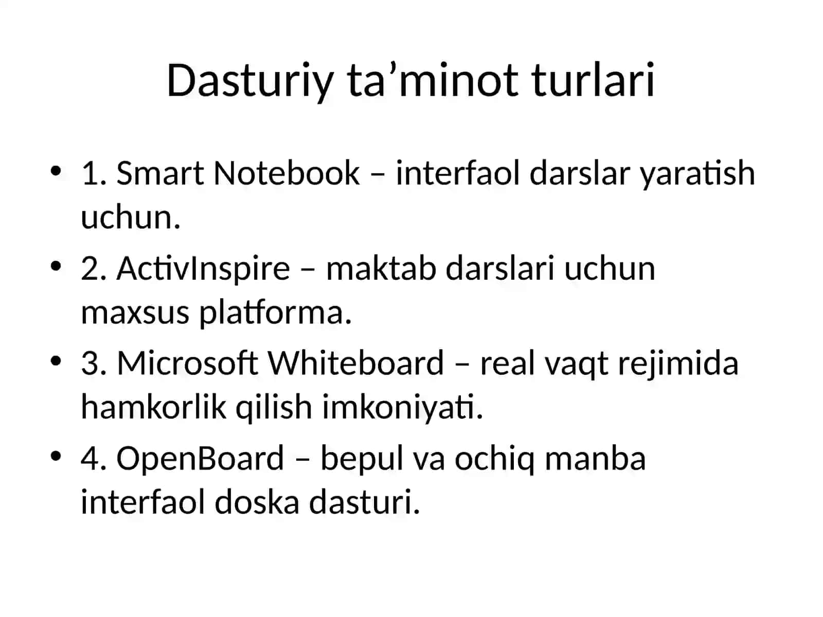 Interfaol doskalarning dasturiy ta’limoti va ulardan foydalanish 4