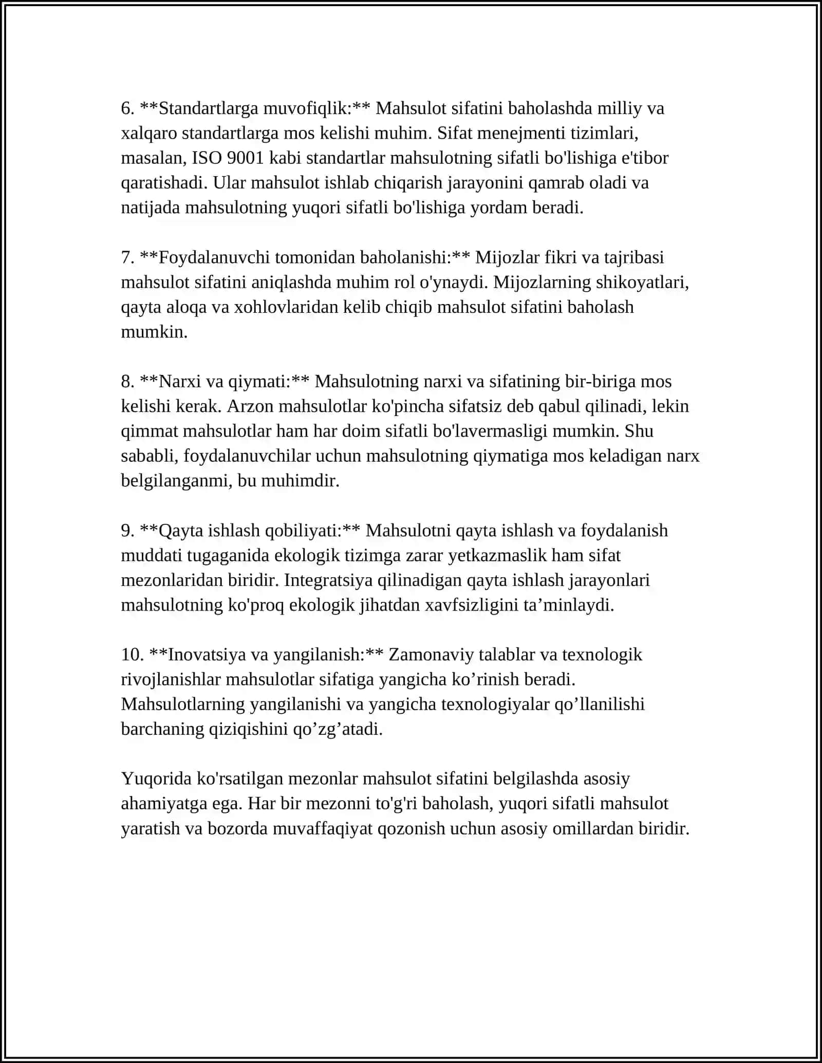 MAHSULOT SIFATI VA MAHSULOT CHIQISHINI TEXNOLOGIK SXEMA TANLASH 4