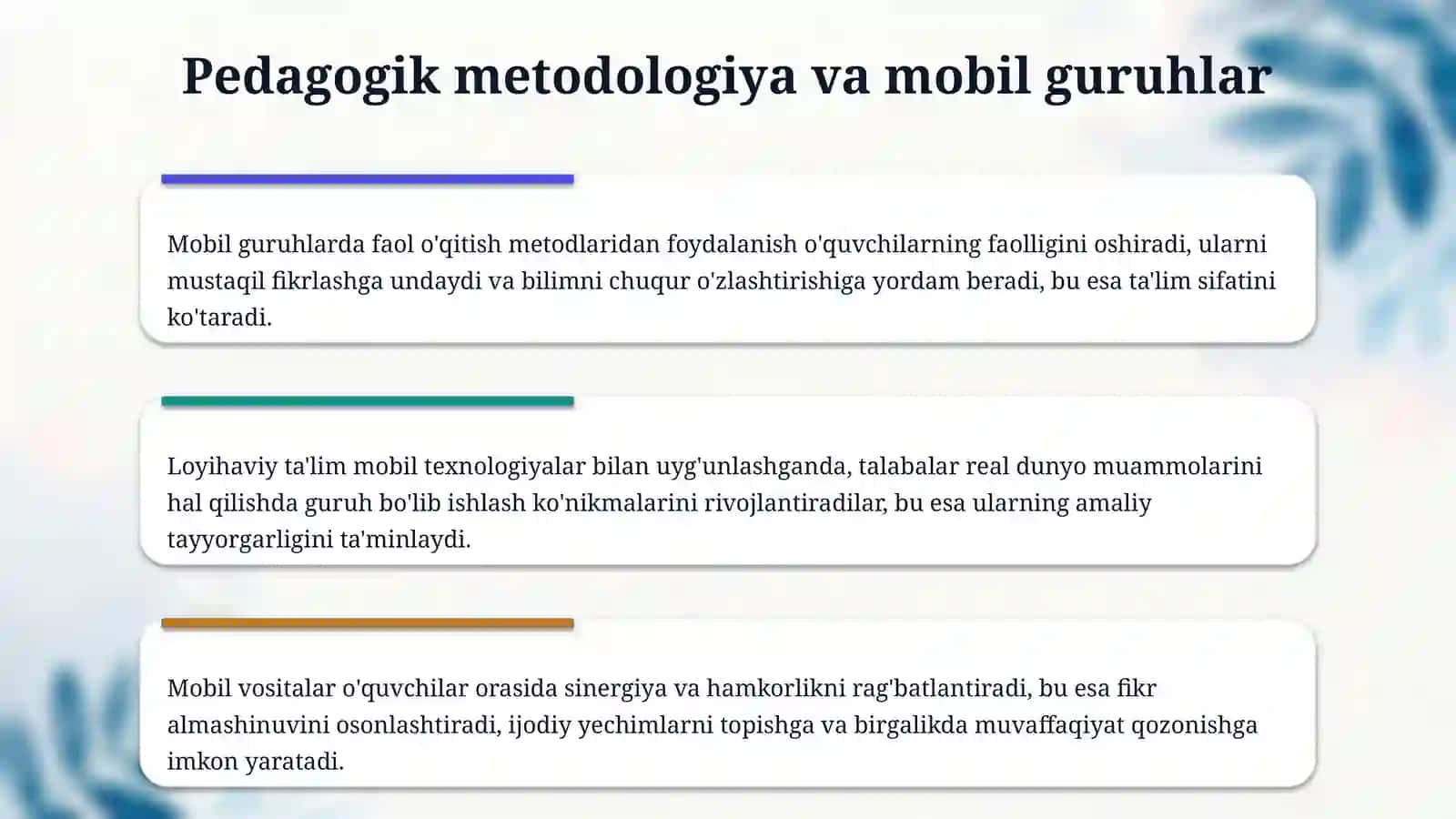 Mobil guruhlarda talim tarbiya jarayonlarini tashkil etish 4