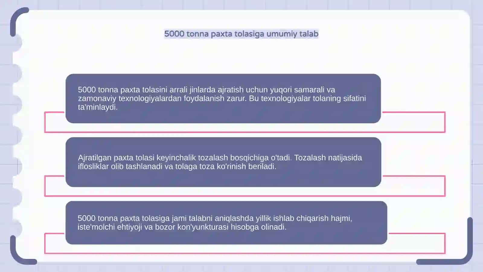 Paxta tolasini arrali jinlarda ajratish va tozalash hisobi 4