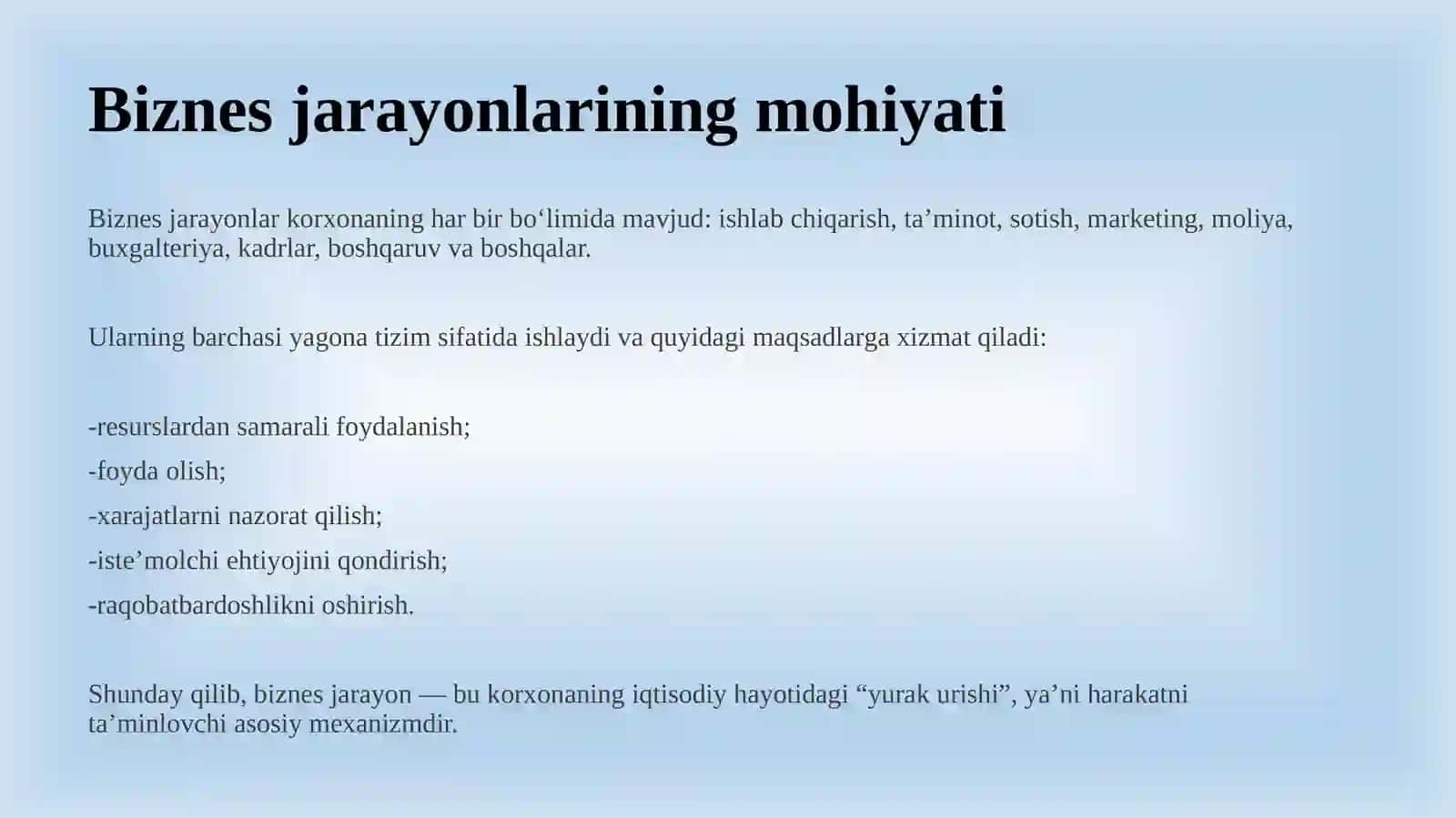 Biznes jarayonlari va ularni hisobga olish 4