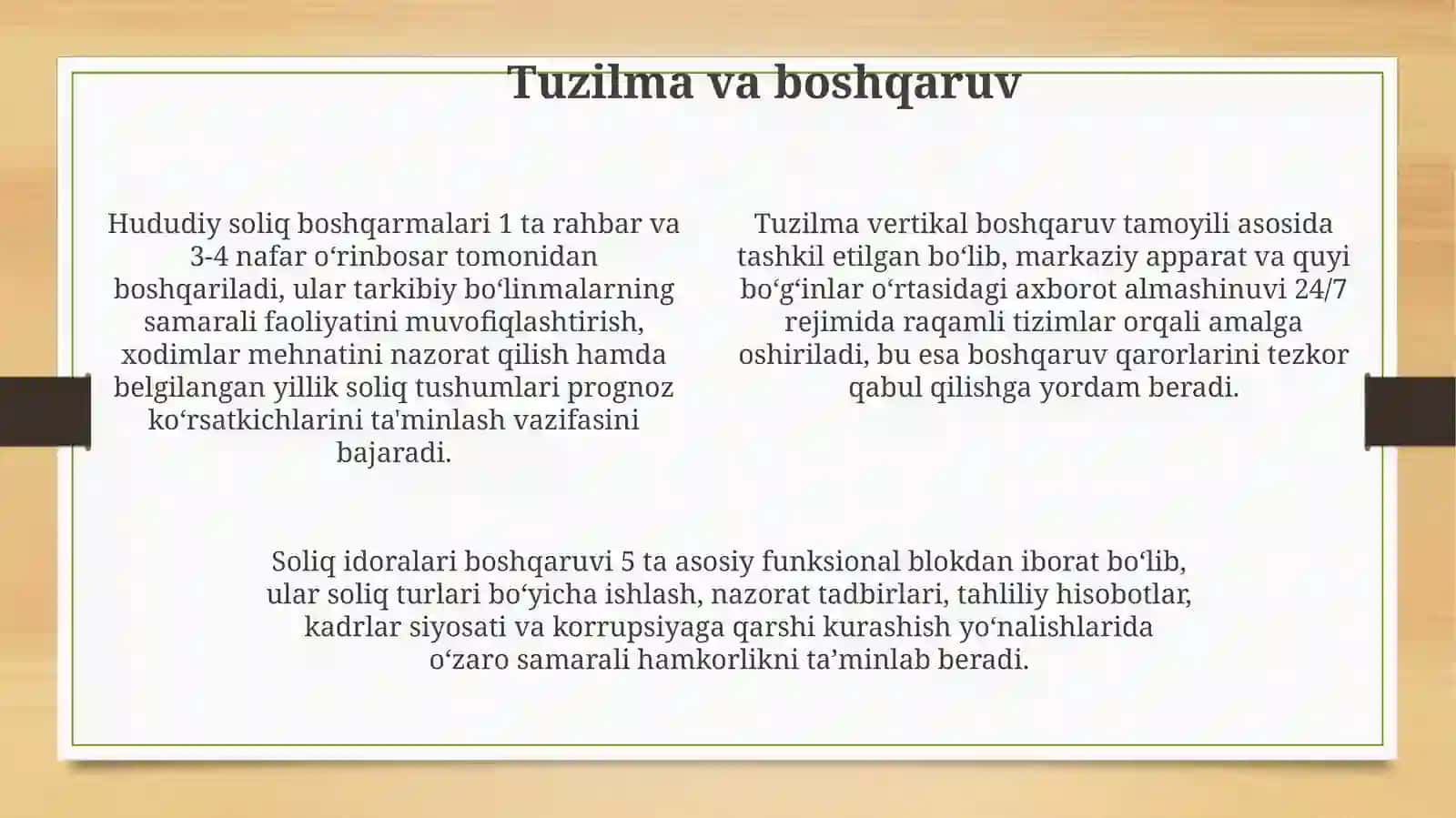 Xududiy davlat soliq xizmati organlariga faoliyatini tashkil etish 4